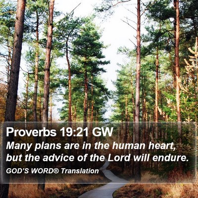 Proverbs 19:21 GW Bible Verse Image