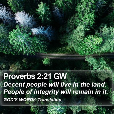 Proverbs 2:21 GW Bible Verse Image