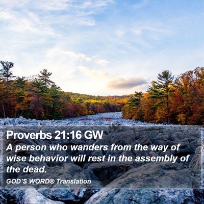 Proverbs 21:16 GW Bible Verse Image