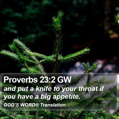 Proverbs 23:2 GW Bible Verse Image