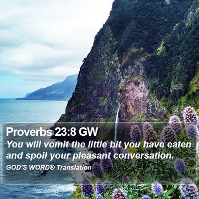 Proverbs 23:8 GW Bible Verse Image