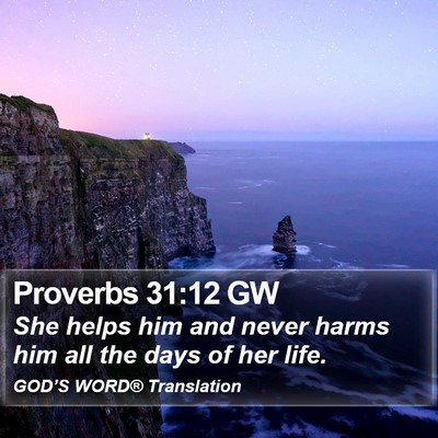 Proverbs 31:12 GW Bible Verse Image