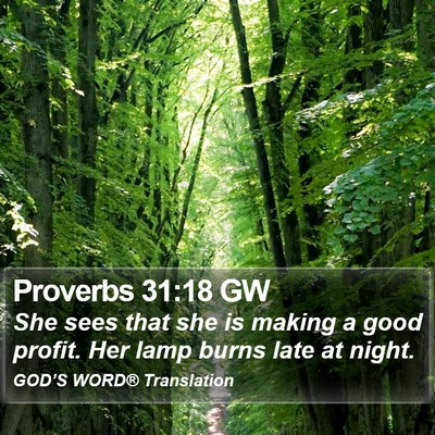 Proverbs 31:18 GW Bible Verse Image