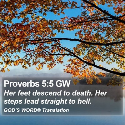 Proverbs 5:5 GW Bible Verse Image