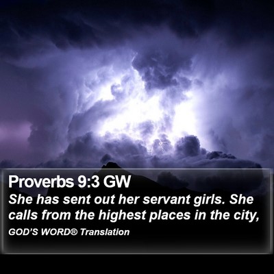 Proverbs 9:3 GW Bible Verse Image
