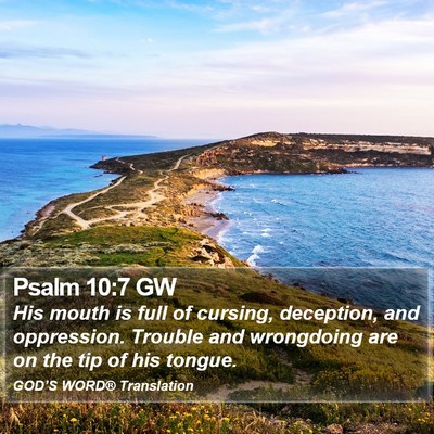 Psalm 10:7 GW Bible Verse Image