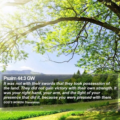Psalm 44:3 GW Bible Verse Image