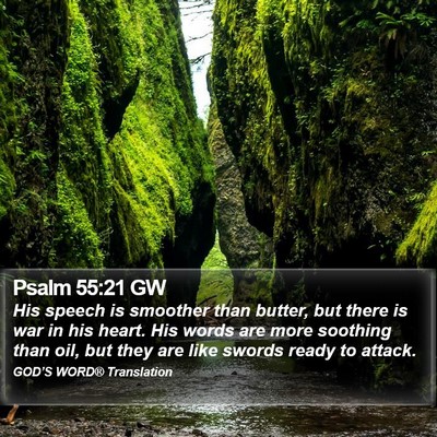 Psalm 55:21 GW Bible Verse Image