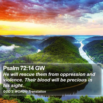Psalm 72:14 GW Bible Verse Image