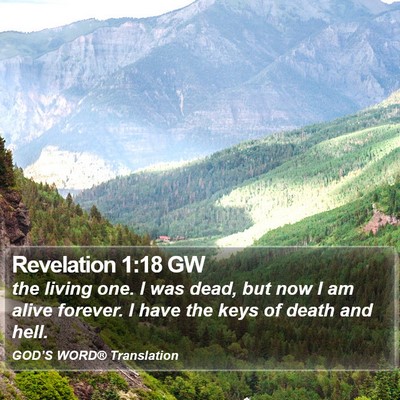 Revelation 1:18 GW Bible Verse Image