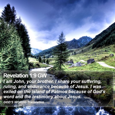 Revelation 1:9 GW Bible Verse Image