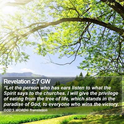 Revelation 2:7 GW Bible Verse Image