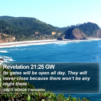 Revelation 21:25 GW Bible Verse Image