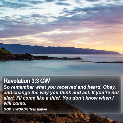 Revelation 3:3 GW Bible Verse Image