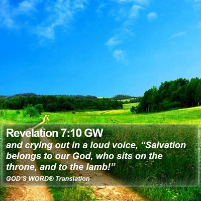 Revelation 7:10 GW Bible Verse Image