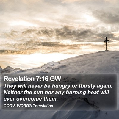 Revelation 7:16 GW Bible Verse Image