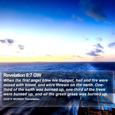 Revelation 8:7 GW Bible Verse Image