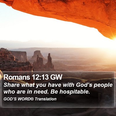 Romans 12:13 GW Bible Verse Image