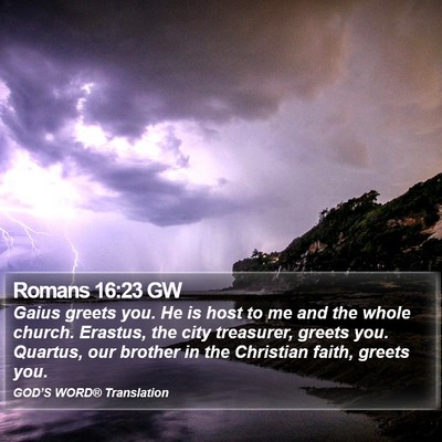 Romans 16:23 GW Bible Verse Image