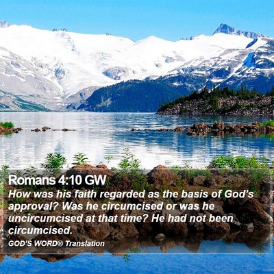 Romans 4:10 GW Bible Verse Image