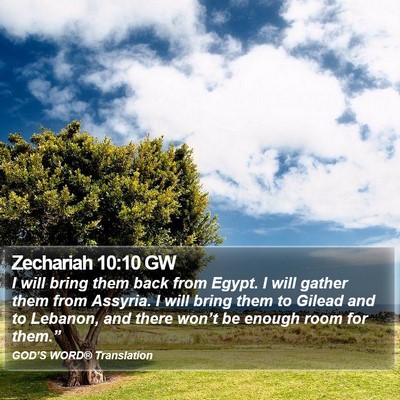 Zechariah 10:10 GW Bible Verse Image