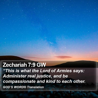 Zechariah 7:9 GW Bible Verse Image