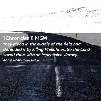 Picture 02 - 1 Chronicles 11:14 GW - they stood in the middle of the field and - Bible Verse Picture