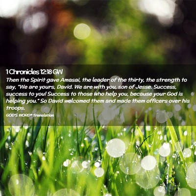 Picture 02 - 1 Chronicles 12:18 GW - Then the Spirit gave Amasai, the leader of the - Bible Verse Picture