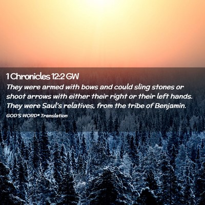 Picture 02 - 1 Chronicles 12:2 GW - They were armed with bows and could sling stones - Bible Verse Picture