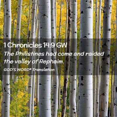 Picture 02 - 1 Chronicles 14:9 GW - The Philistines had come and raided the valley of - Bible Verse Picture