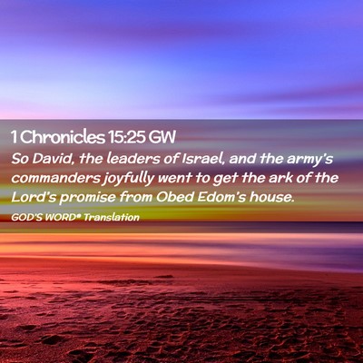 Picture 02 - 1 Chronicles 15:25 GW - So David, the leaders of Israel, and the army’s - Bible Verse Picture