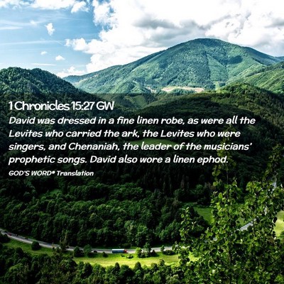 Picture 02 - 1 Chronicles 15:27 GW - David was dressed in a fine linen robe, as were - Bible Verse Picture