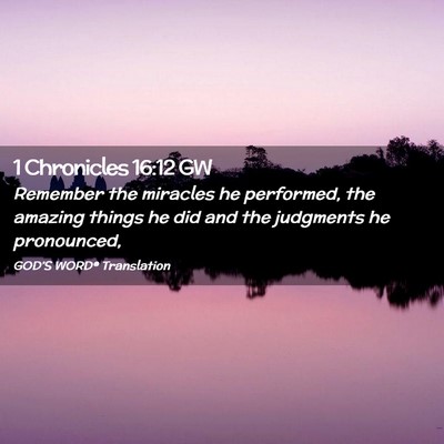 Picture 02 - 1 Chronicles 16:12 GW - Remember the miracles he performed, the amazing - Bible Verse Picture