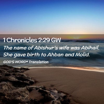 Picture 02 - 1 Chronicles 2:29 GW - The name of Abishur’s wife was Abihail. She - Bible Verse Picture