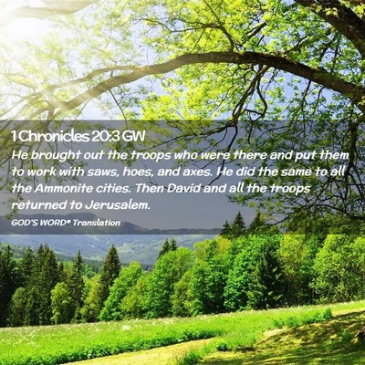 Picture 02 - 1 Chronicles 20:3 GW - He brought out the troops who were there and put - Bible Verse Picture