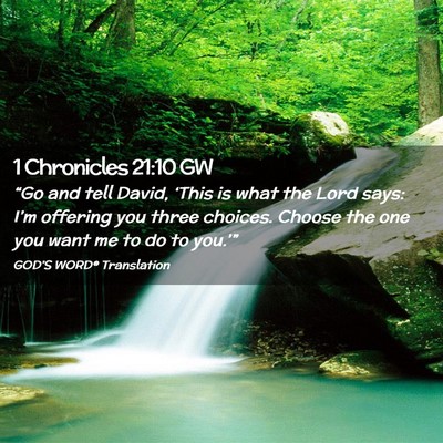 Picture 02 - 1 Chronicles 21:10 GW - “Go and tell David, ‘This is what the Lord - Bible Verse Picture