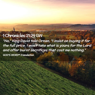 Picture 02 - 1 Chronicles 21:24 GW - “No,” King David told Ornan, “I insist on - Bible Verse Picture