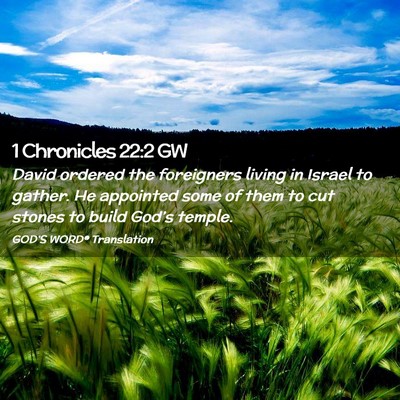 Picture 02 - 1 Chronicles 22:2 GW - David ordered the foreigners living in Israel to - Bible Verse Picture