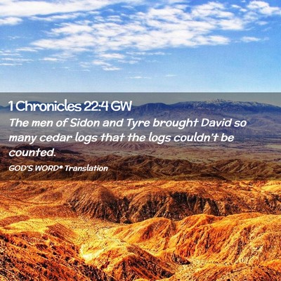 Picture 02 - 1 Chronicles 22:4 GW - The men of Sidon and Tyre brought David so many - Bible Verse Picture