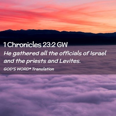 Picture 02 - 1 Chronicles 23:2 GW - He gathered all the officials of Israel and the - Bible Verse Picture