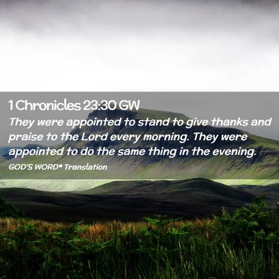 Picture 02 - 1 Chronicles 23:30 GW - They were appointed to stand to give thanks and - Bible Verse Picture