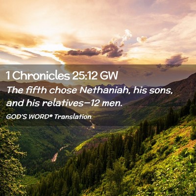 Picture 02 - 1 Chronicles 25:12 GW - The fifth chose Nethaniah, his sons, and his - Bible Verse Picture