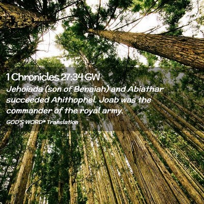 Picture 02 - 1 Chronicles 27:34 GW - Jehoiada (son of Benaiah) and Abiathar succeeded - Bible Verse Picture