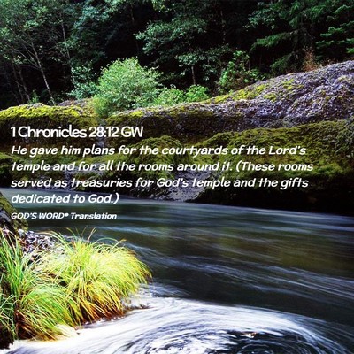 Picture 02 - 1 Chronicles 28:12 GW - He gave him plans for the courtyards of the - Bible Verse Picture