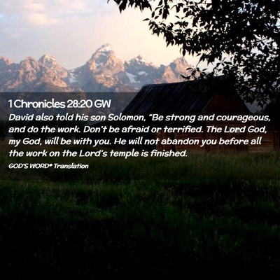 Picture 02 - 1 Chronicles 28:20 GW - David also told his son Solomon, “Be strong and - Bible Verse Picture