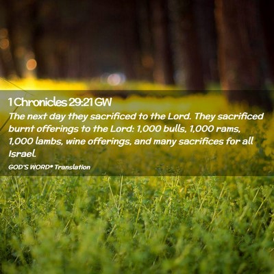 Picture 02 - 1 Chronicles 29:21 GW - The next day they sacrificed to the Lord. They - Bible Verse Picture