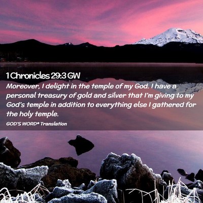 Picture 02 - 1 Chronicles 29:3 GW - Moreover, I delight in the temple of my God. I - Bible Verse Picture