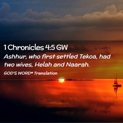 Picture 02 - 1 Chronicles 4:5 GW - Ashhur, who first settled Tekoa, had two wives, - Bible Verse Picture