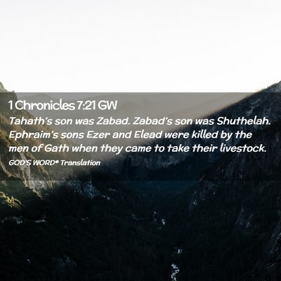 Picture 02 - 1 Chronicles 7:21 GW - Tahath’s son was Zabad. Zabad’s son was - Bible Verse Picture