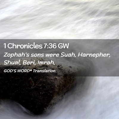 Picture 02 - 1 Chronicles 7:36 GW - Zophah’s sons were Suah, Harnepher, Shual, - Bible Verse Picture